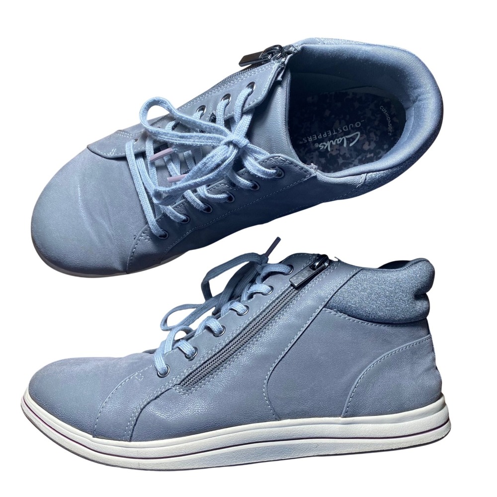 Clarks Cloudsteppers Womens 10 Grey Gray High Top Sneakers Side Zip 261689325075